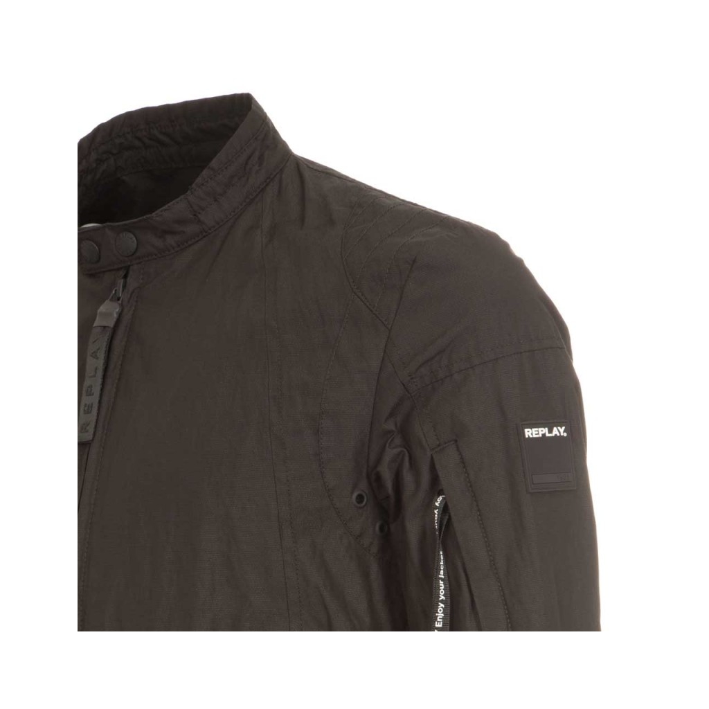 Giubbino Biker nero in cotone stretch 098