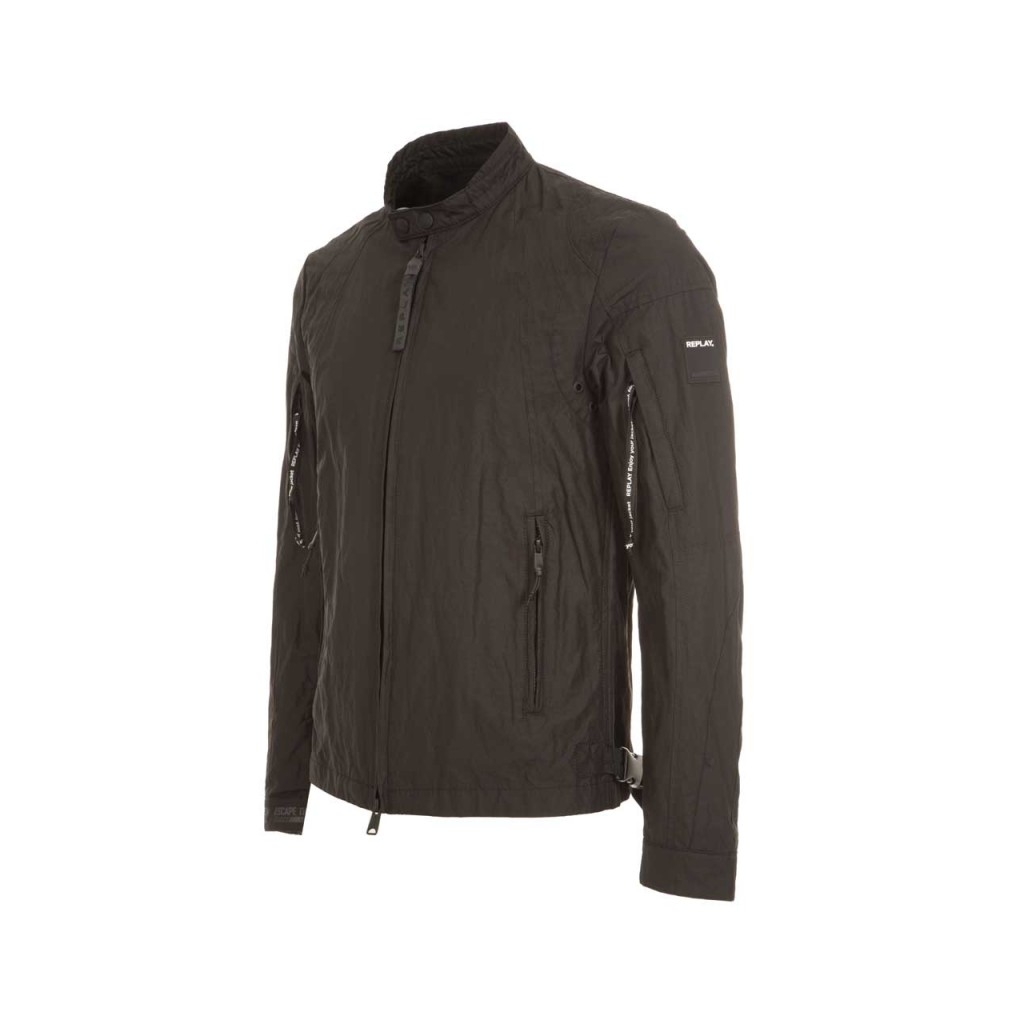 Giubbino Biker nero in cotone stretch 098