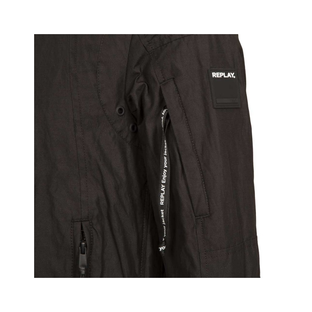 Giubbino Biker nero in cotone stretch 098