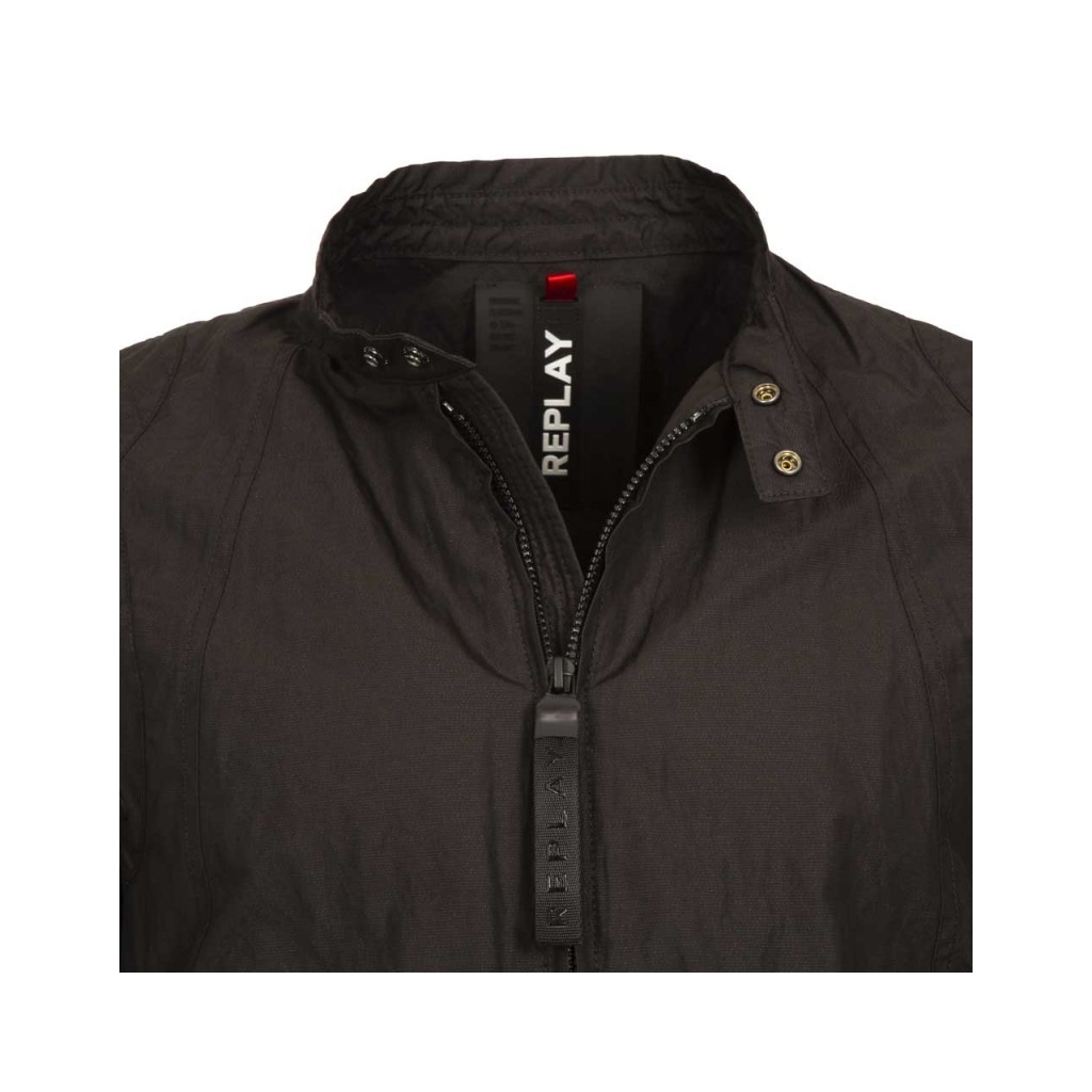 Giubbino Biker nero in cotone stretch 098