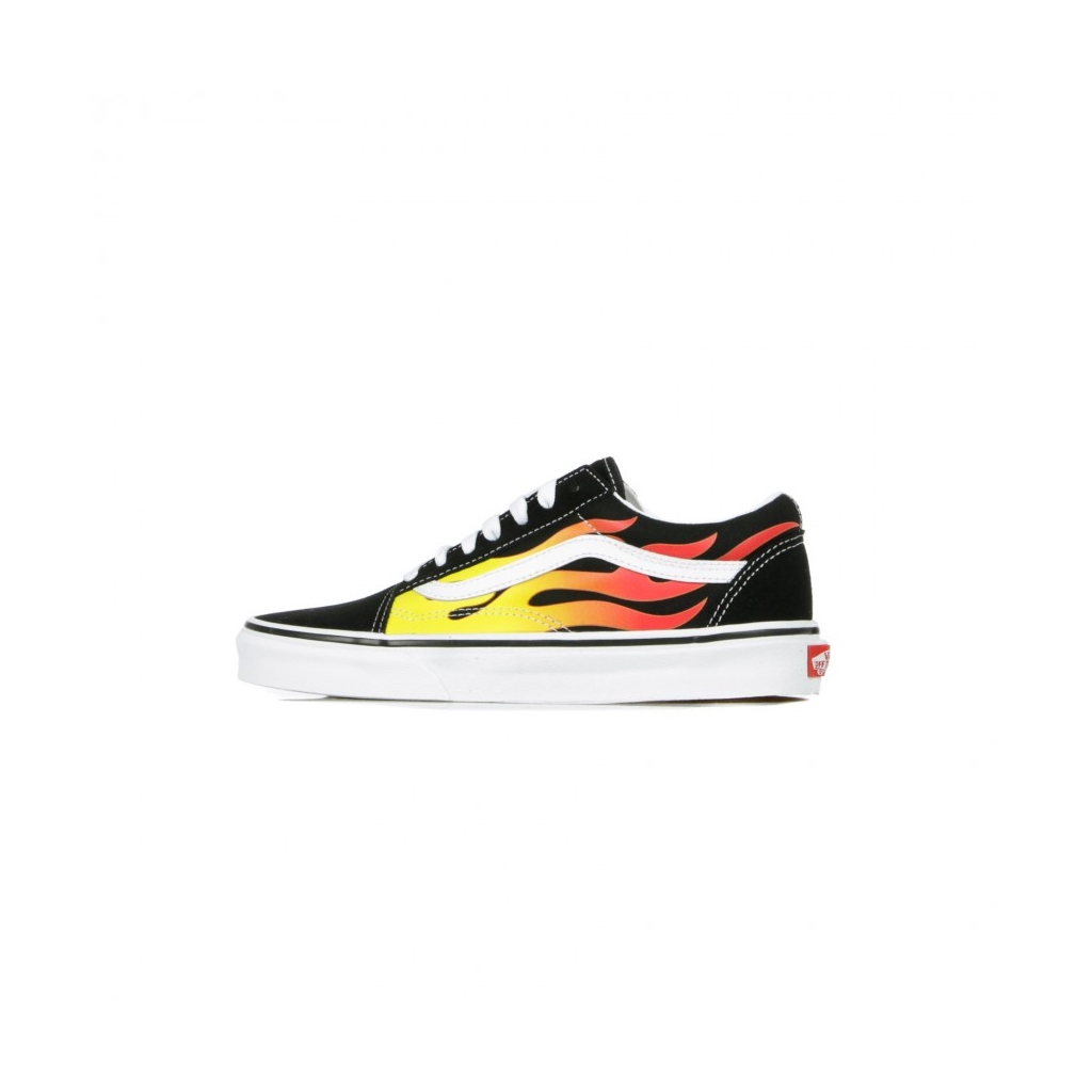 SCARPA BASSA OLD SKOOL FLAME BLACK/BLACK/TRUE WHITE