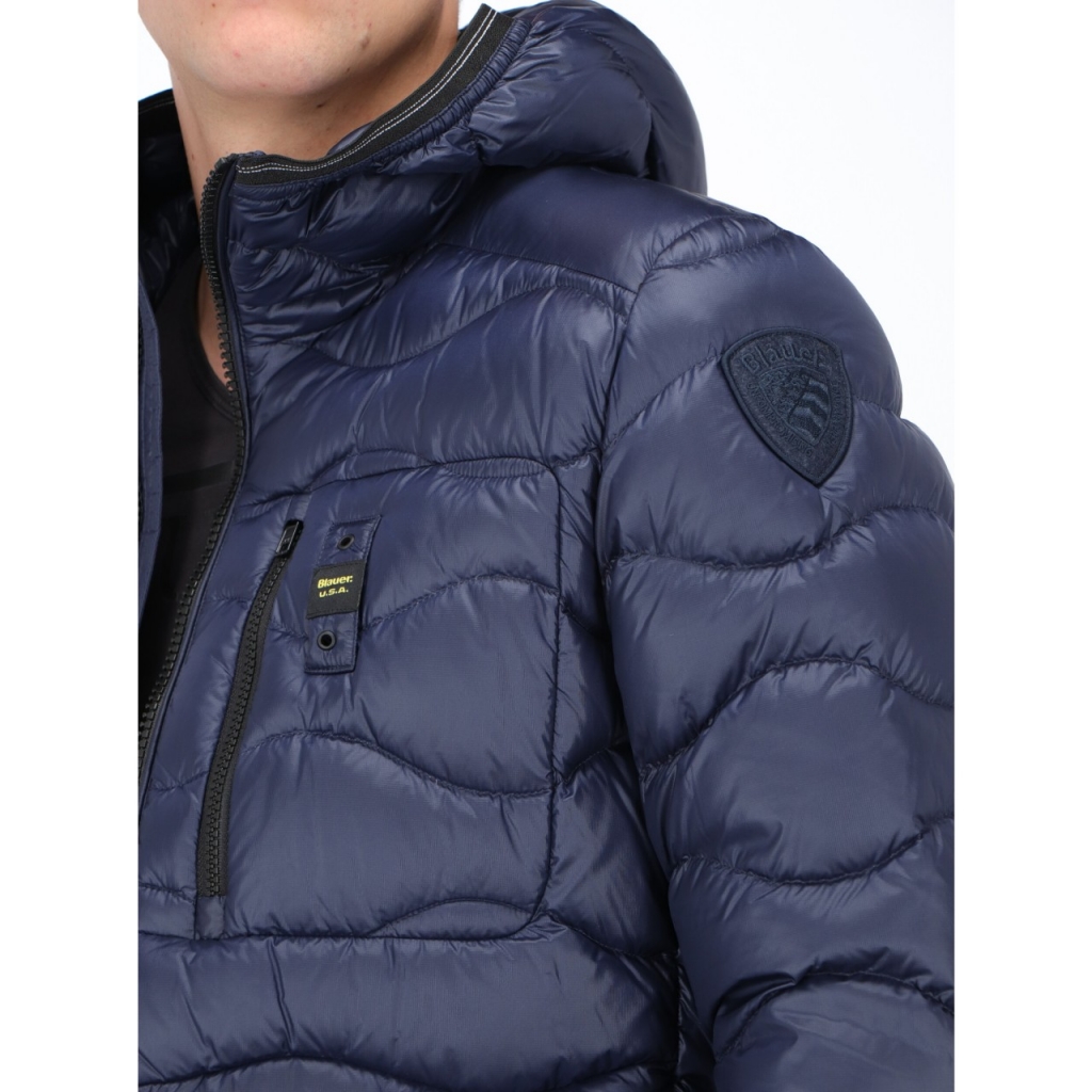 Giacca Blauer Usa Uomo Piuma Onda Cappuccio 888 BLU