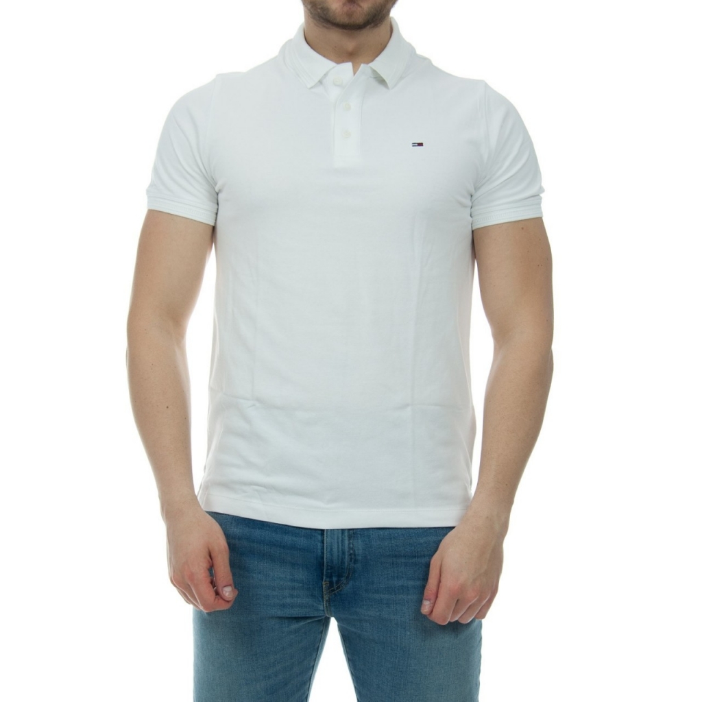 Polo Tommy Hilfiger Uomo Garment Dye Stretch Lavato 100 CLASSICWHITE