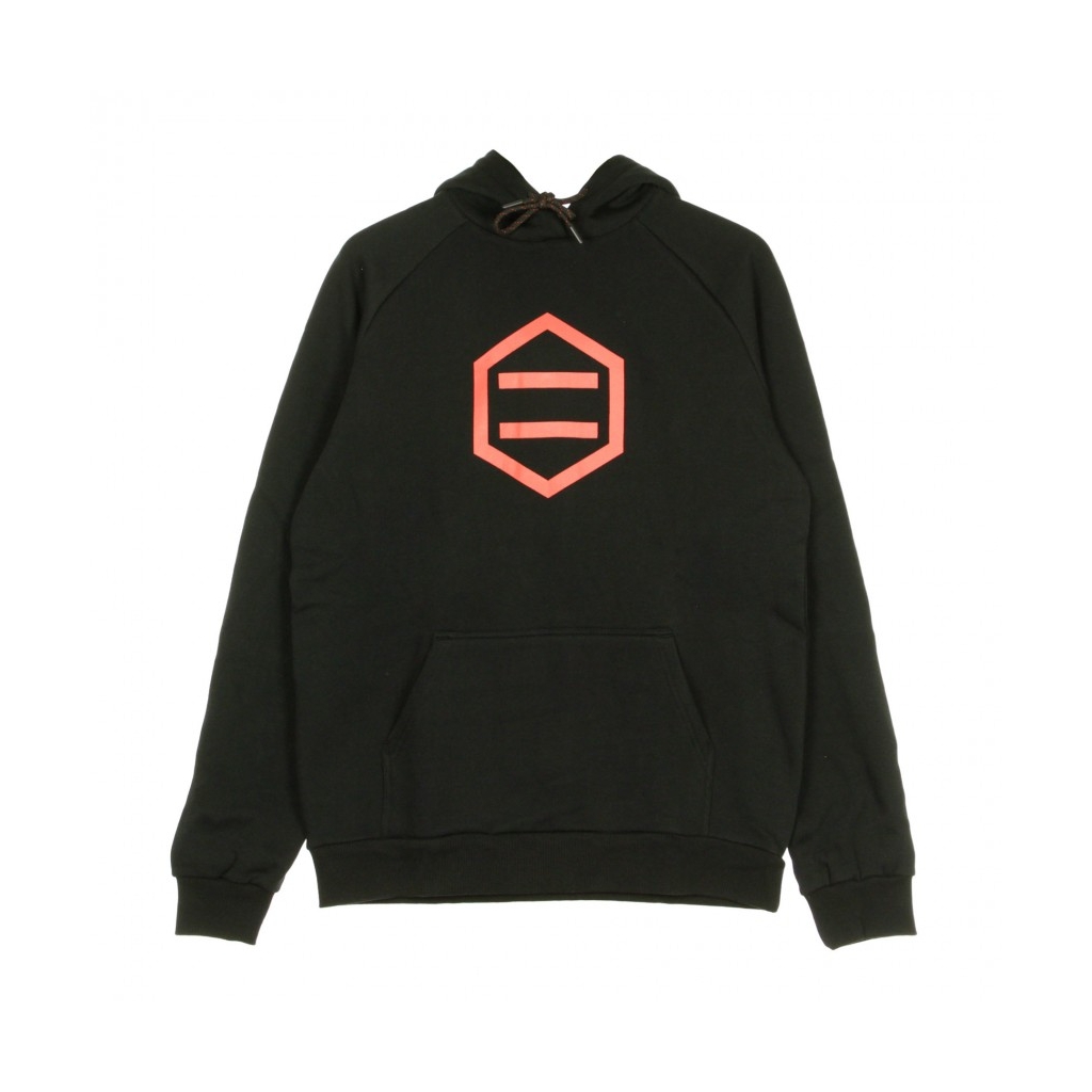 FELPA CAPPUCCIO HEXAGON BLACK  RED HOODIE BLACK/RED