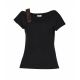 T-Shirt con spallina in strass nero