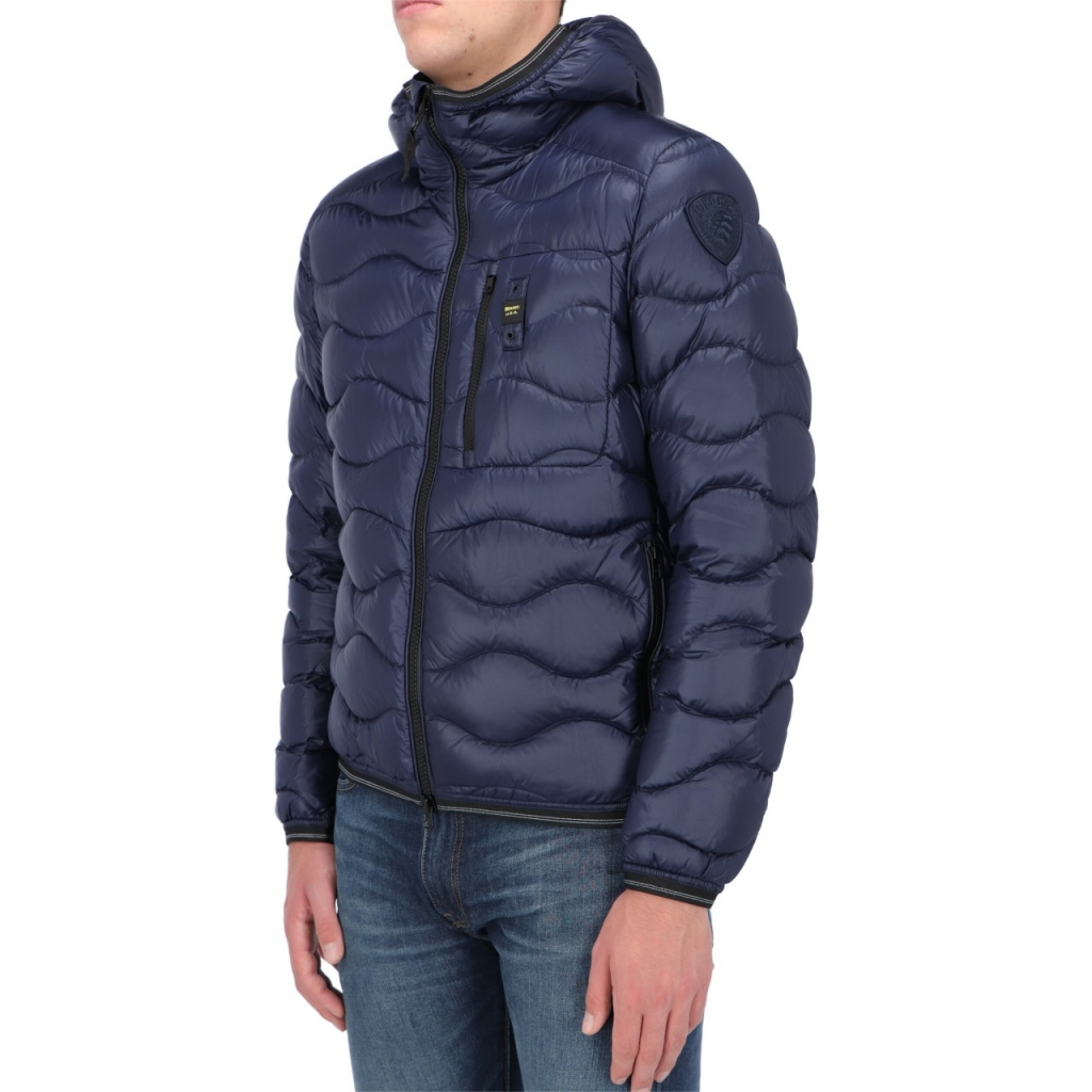 Giacca Blauer Usa Uomo Piuma Onda Cappuccio 888 BLU