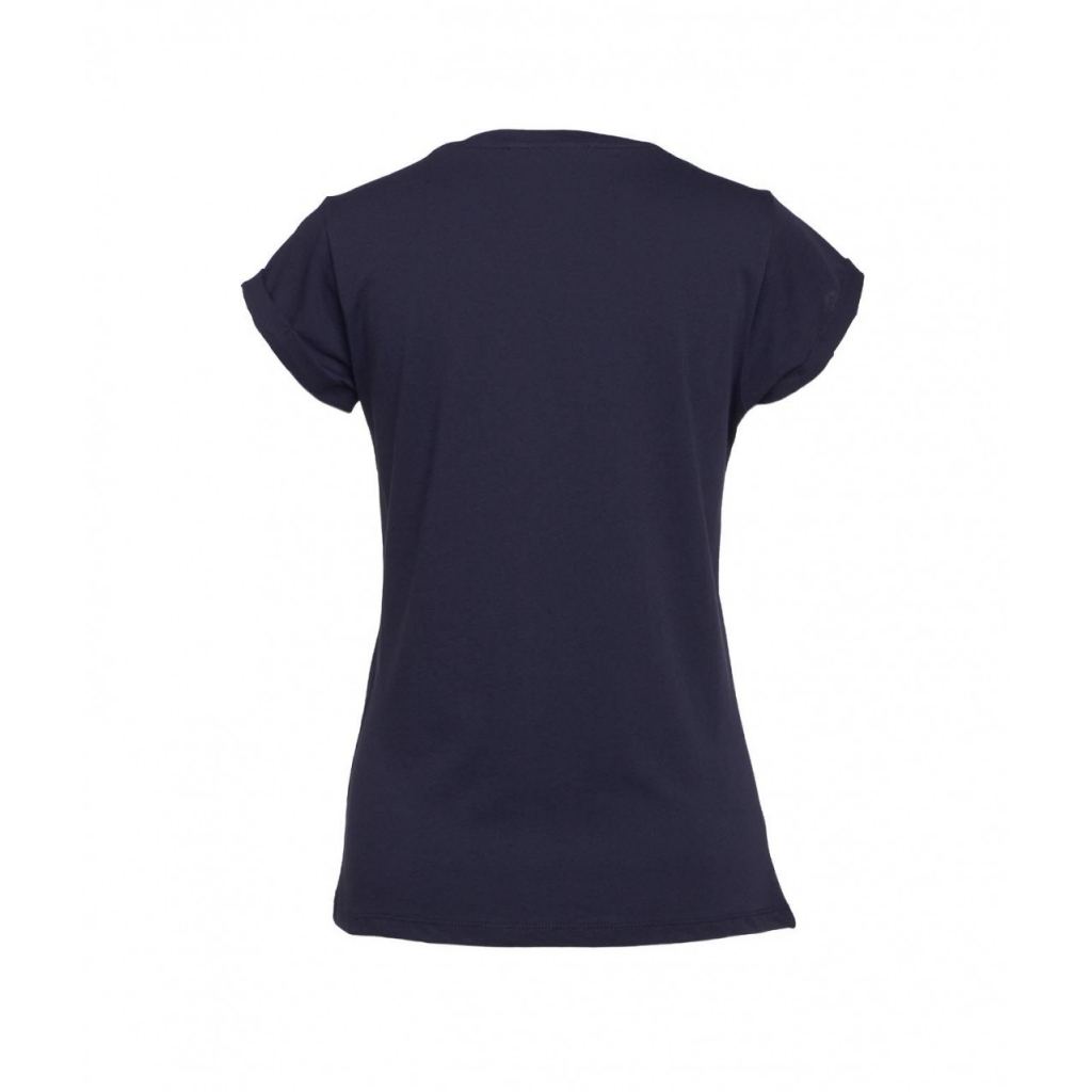 T-shirt con scritta logo blu