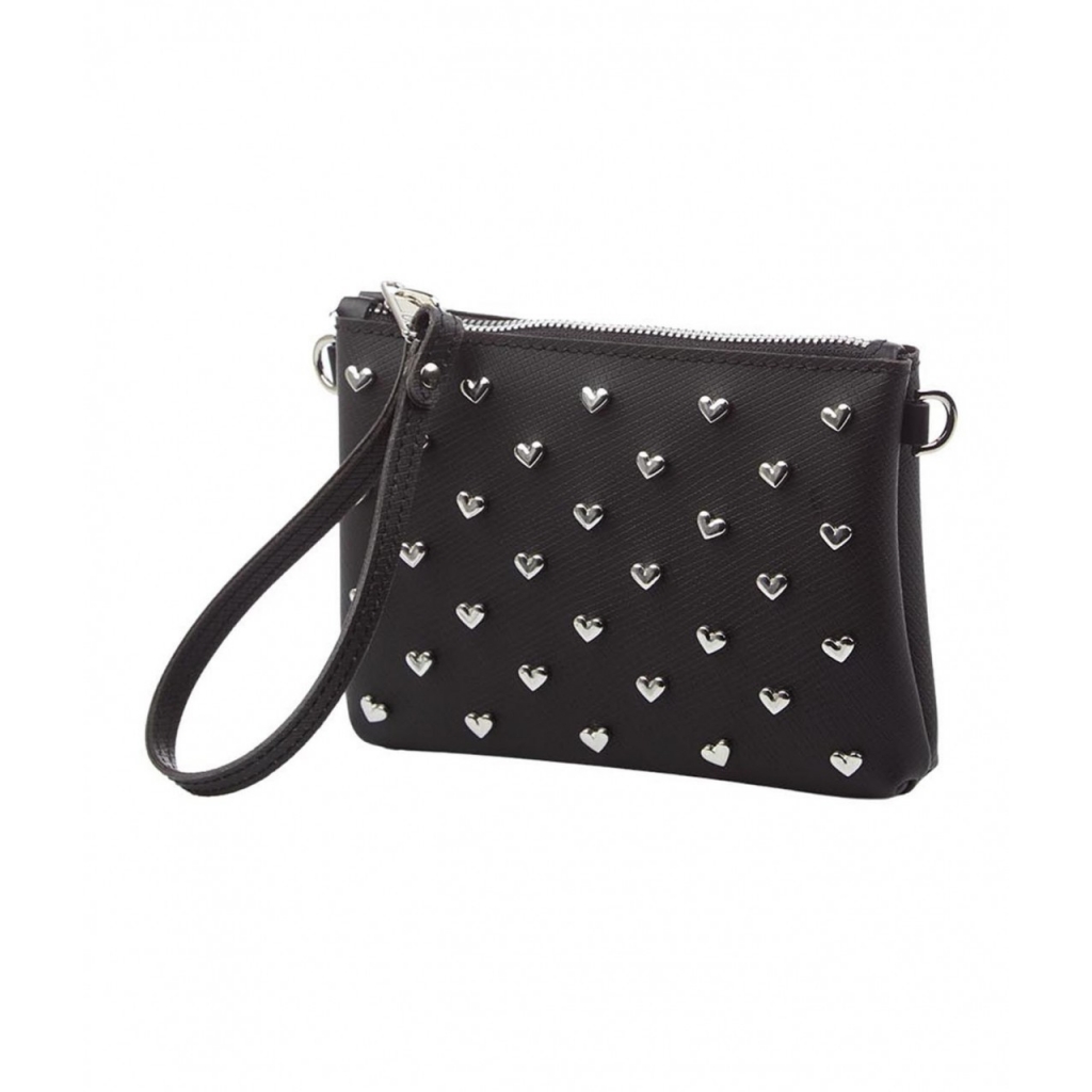 Mini pochette con rivetti nero