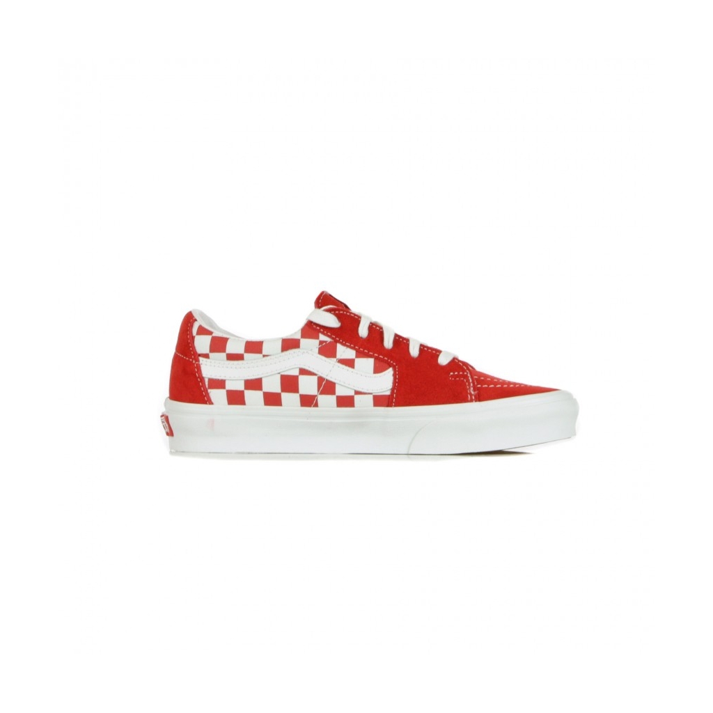 SCARPA BASSA SK8-LOW CANVAS/SUEDE RACING RED/CHECKERBOARD