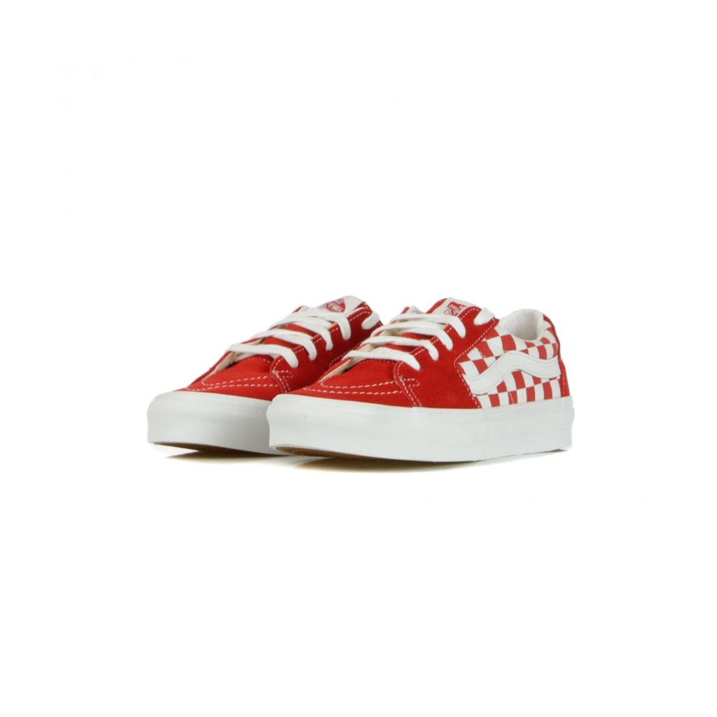 SCARPA BASSA SK8-LOW CANVAS/SUEDE RACING RED/CHECKERBOARD