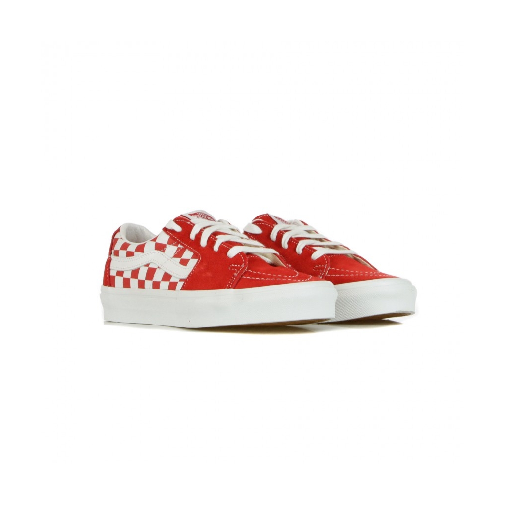 SCARPA BASSA SK8-LOW CANVAS/SUEDE RACING RED/CHECKERBOARD