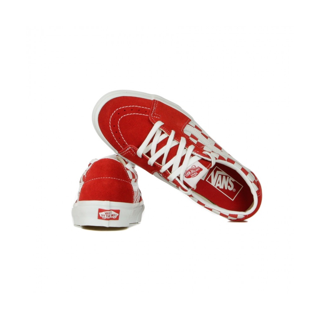 SCARPA BASSA SK8-LOW CANVAS/SUEDE RACING RED/CHECKERBOARD