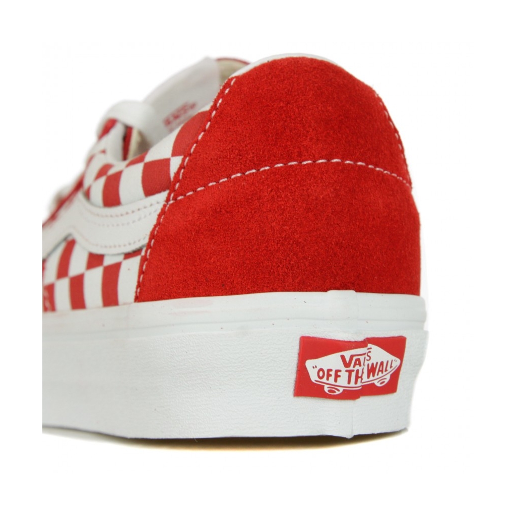 SCARPA BASSA SK8-LOW CANVAS/SUEDE RACING RED/CHECKERBOARD