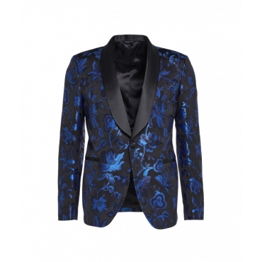 Blazer in broccato floreale blu