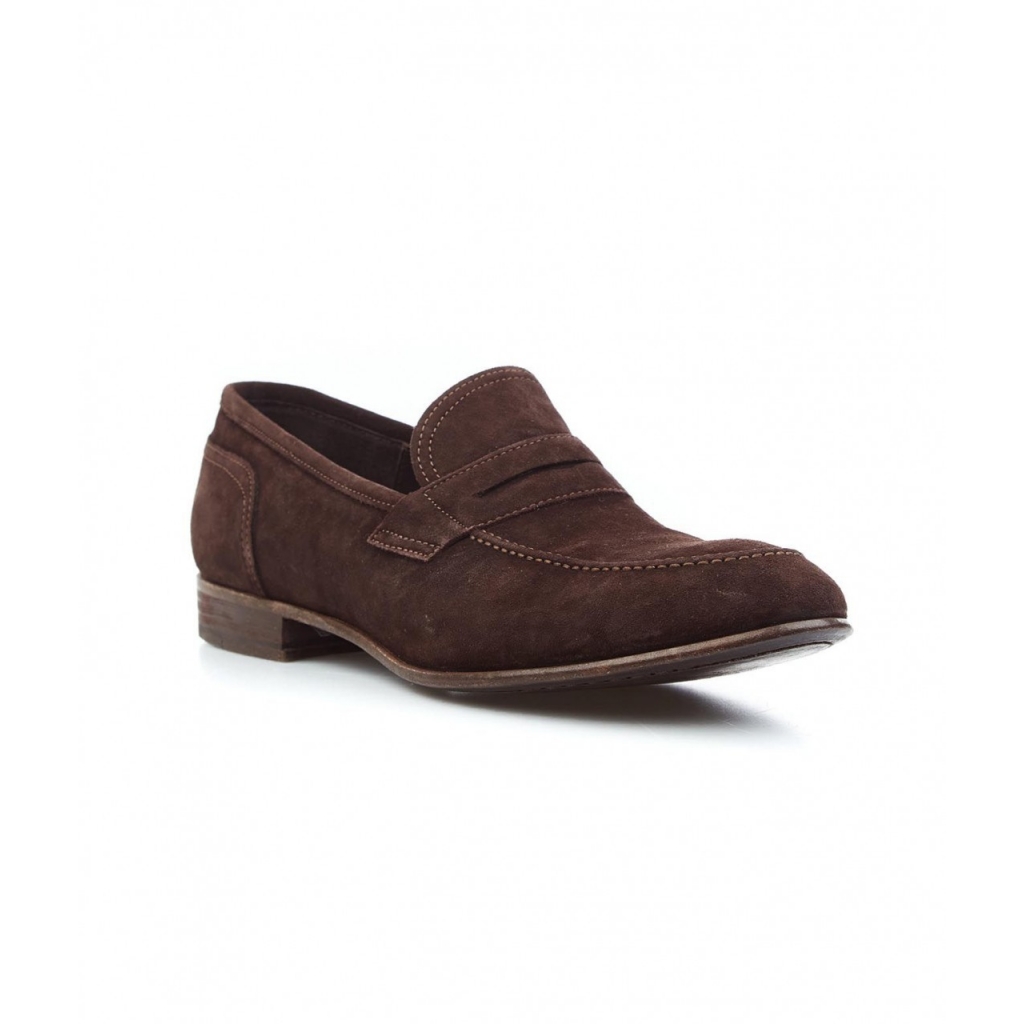 Mocassino in suede marrone scuro