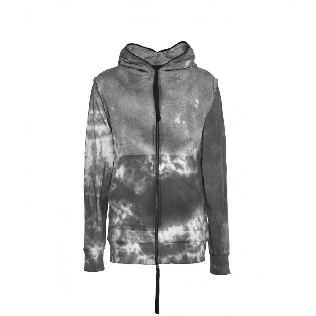 Felpa con zip in tie-dye grigio chiaro