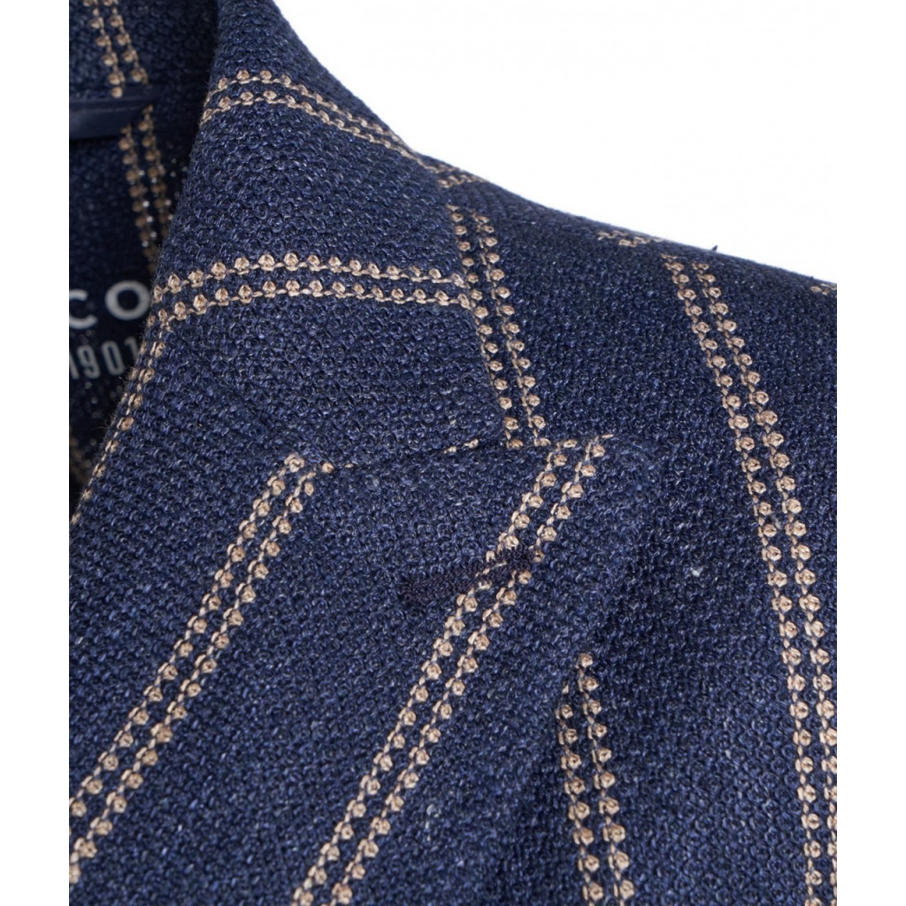 Blazer doppiopetto in lino blu