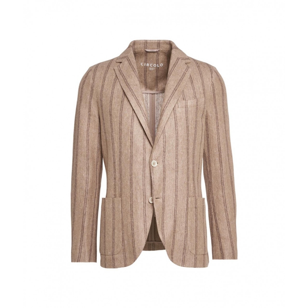 Blazer monopetto in lino marrone chiaro