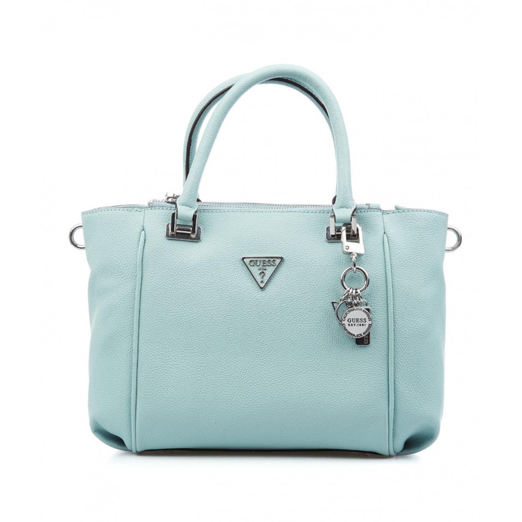 Borsa a mano con dettaglio logo azzurro