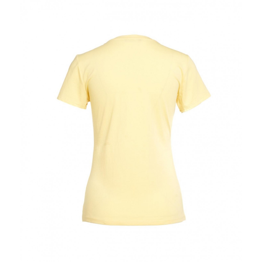 T-shirt con ricamo del logo e strass giallo