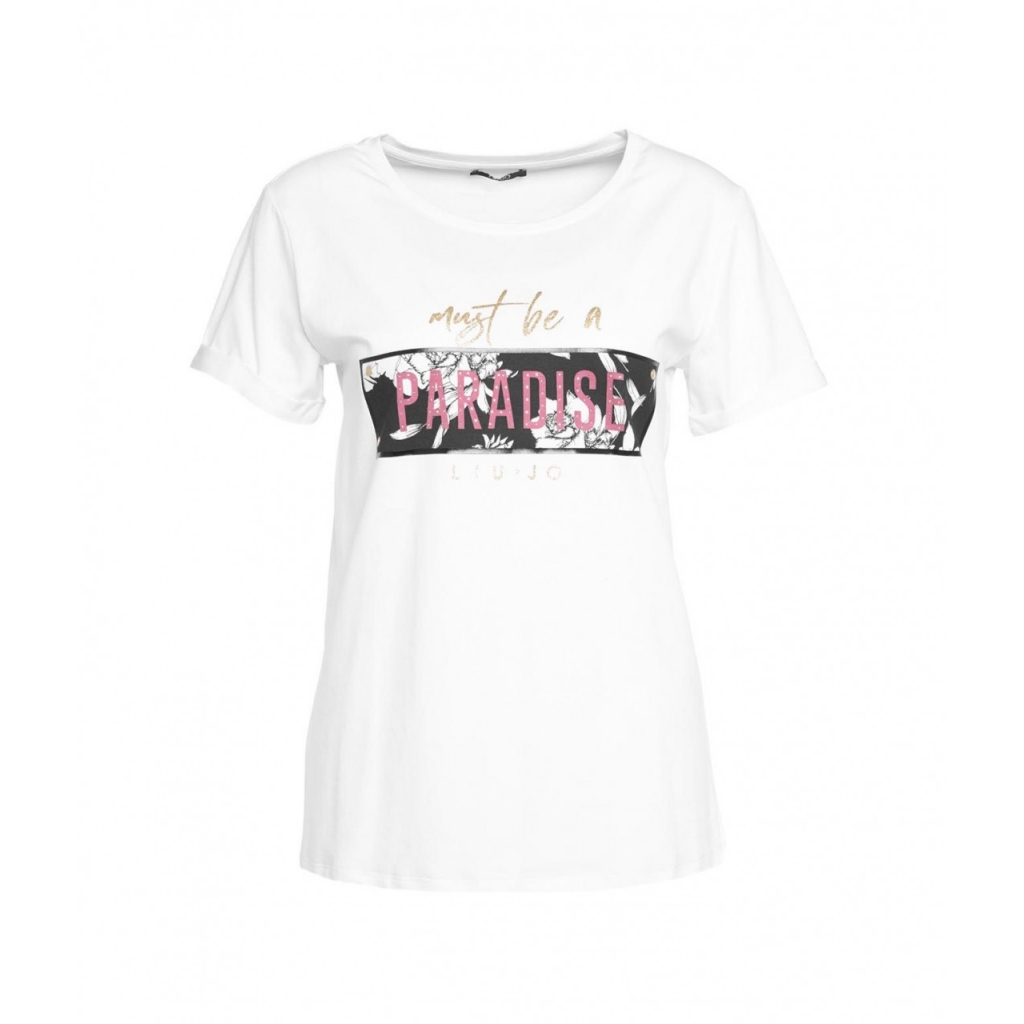 T-shirt con stampa del logo bianco