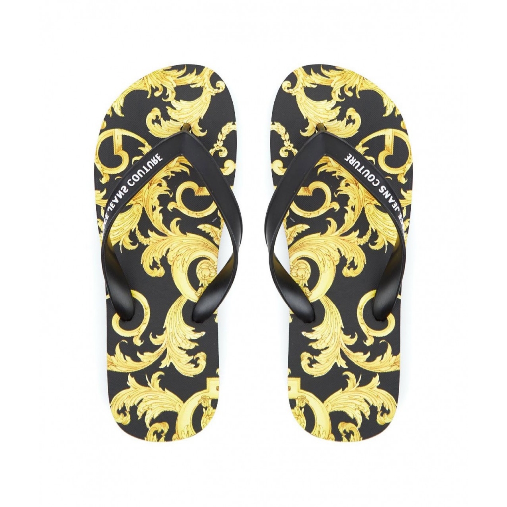 Versace - Flip Flop con stampa baroque nero - Sandali |Bowdoo.com