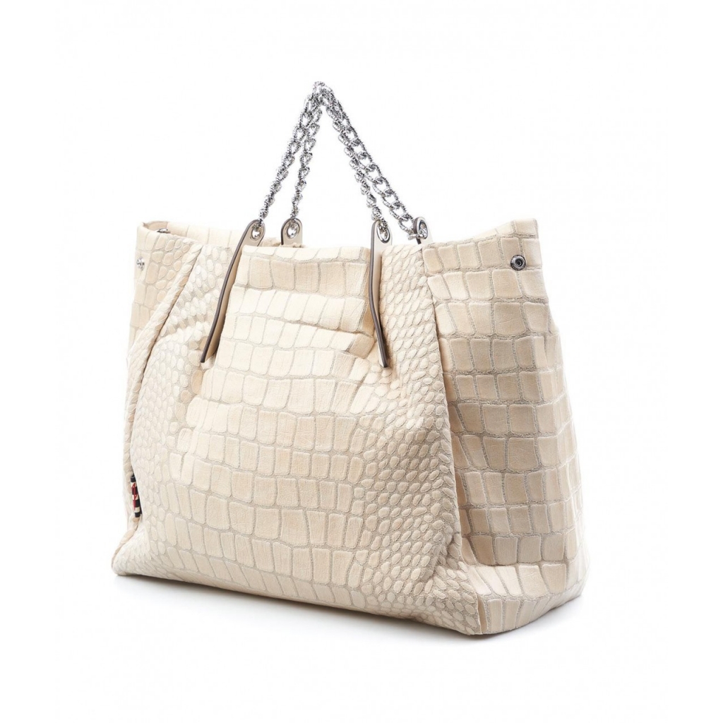 Borsa a tracolla in coccodrillo Jasmin Medium beige