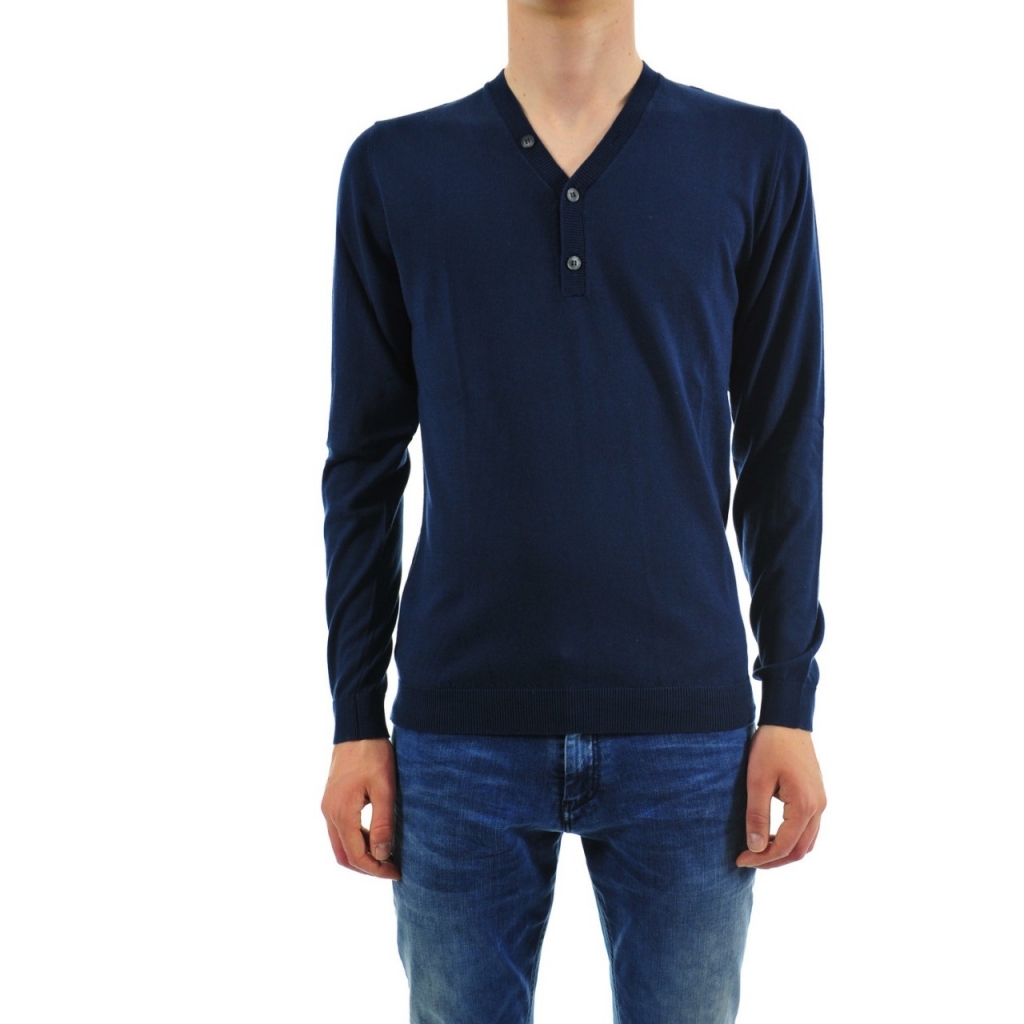 Maglia Uomo Wise Guy Cotone Serafino 15 BLU