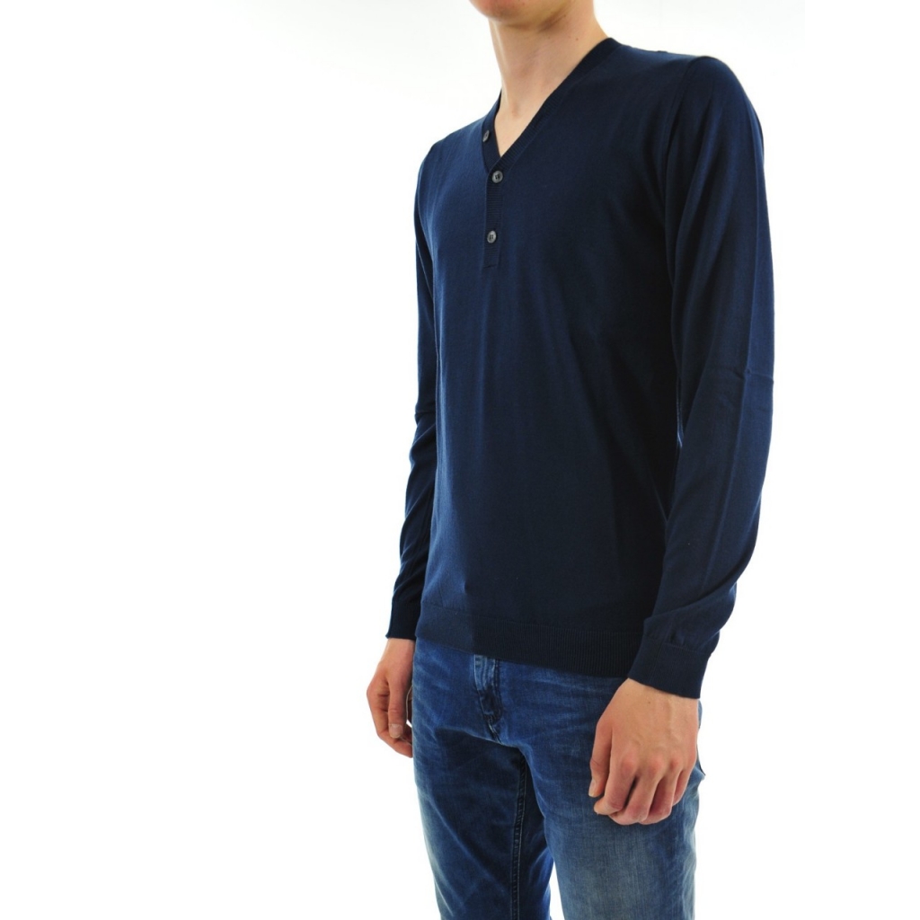 Maglia Uomo Wise Guy Cotone Serafino 15 BLU