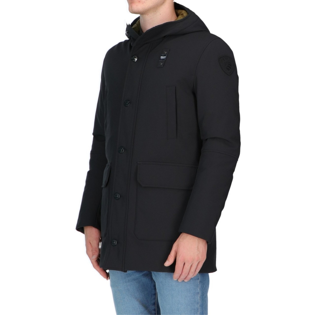 Parka Blauer Usa Uomo Neoprene Piuma Trench 999 NERO | Bowdoo.com