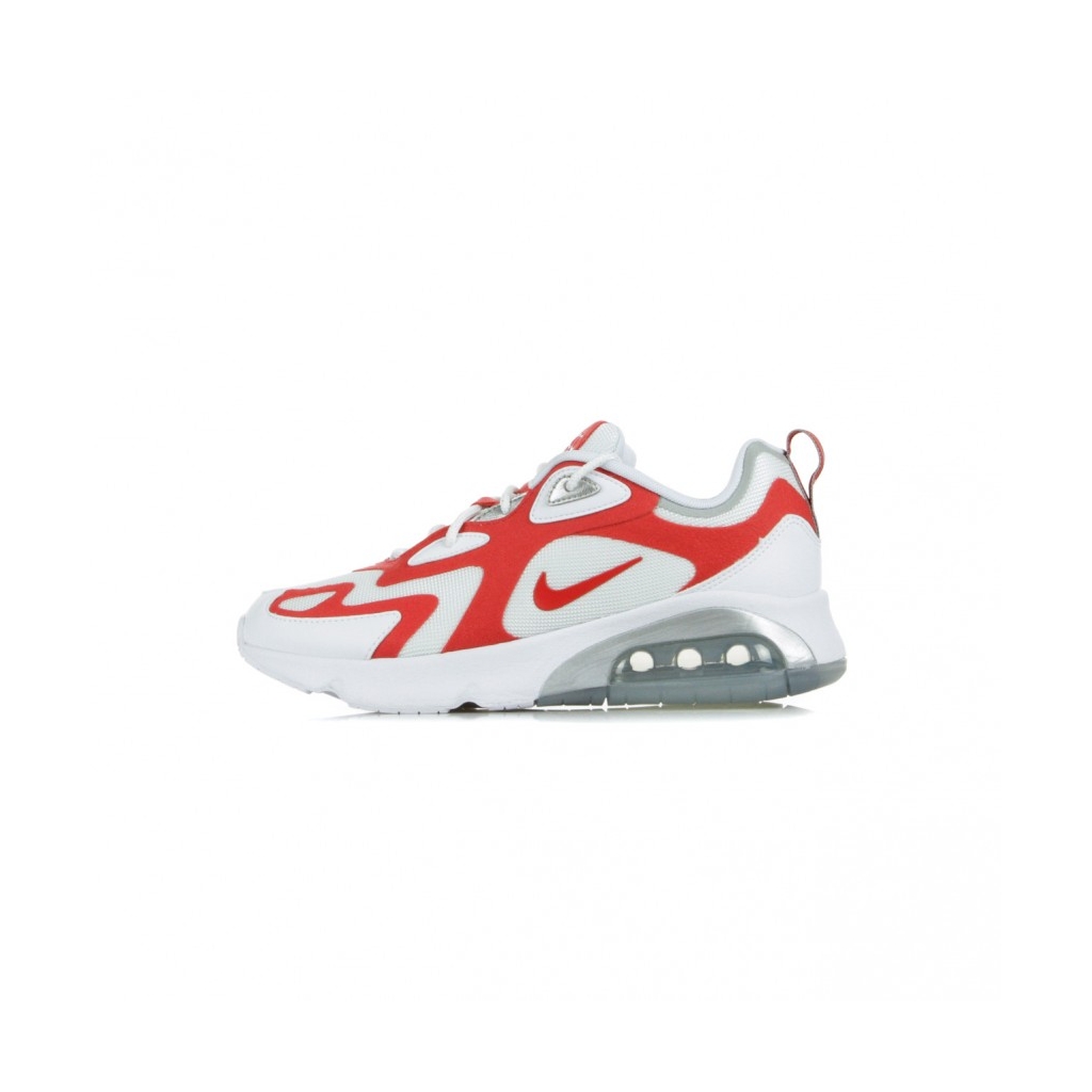 SCARPA BASSA AIR MAX 200 WHITE/UNIVERSITY RED/METALLIC SILVER