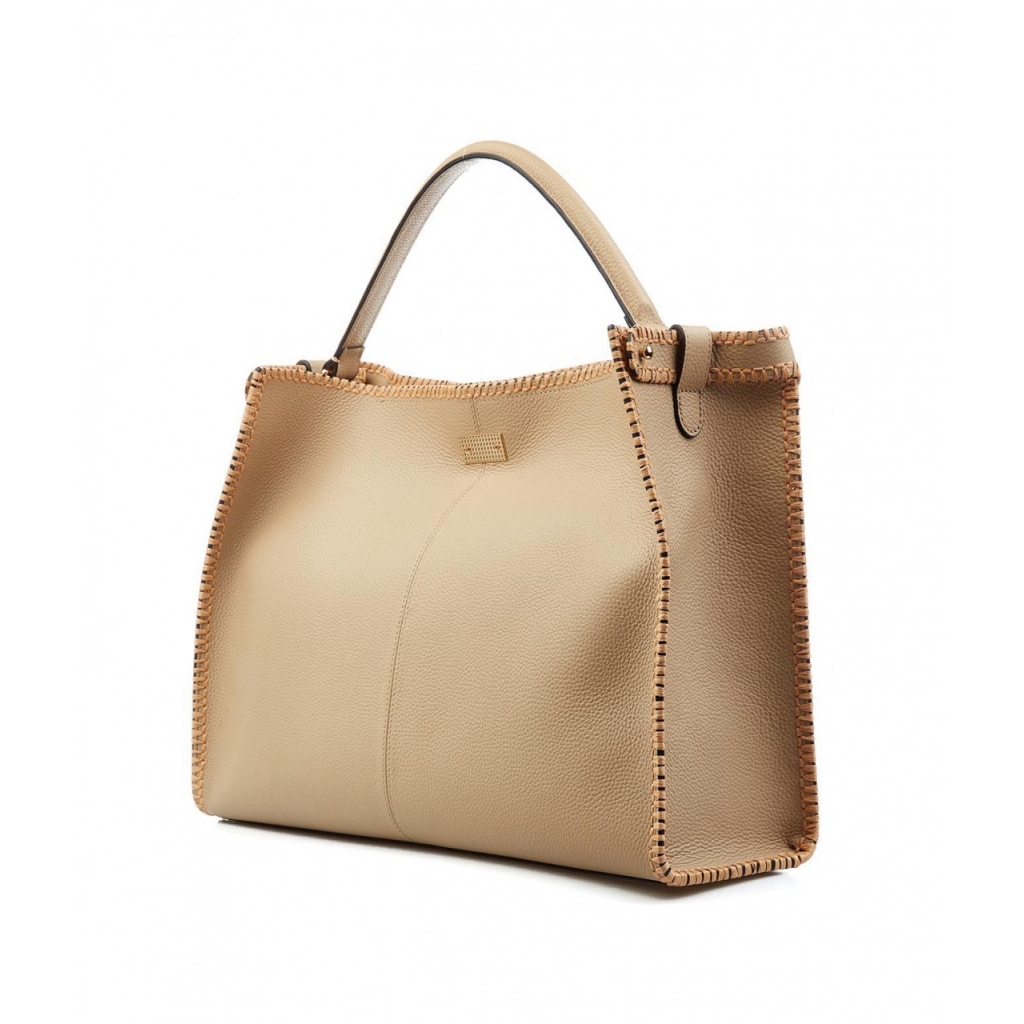 Shopper con dettaglio a treccia beige