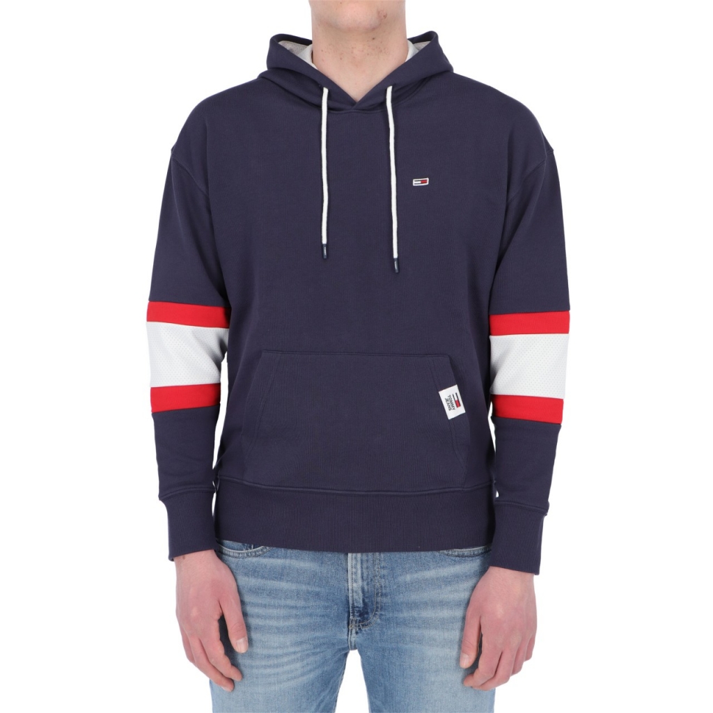 Felpa Tommy Hilfiger Jeans Uomo Hoodie Cappuccio C87 TWILIGHTNAVY