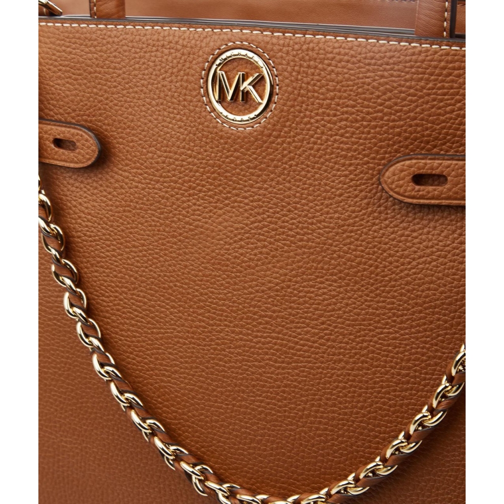 MICHAEL KORS borsa shopping rosa dettagli oro con tracolla e 2 pochette