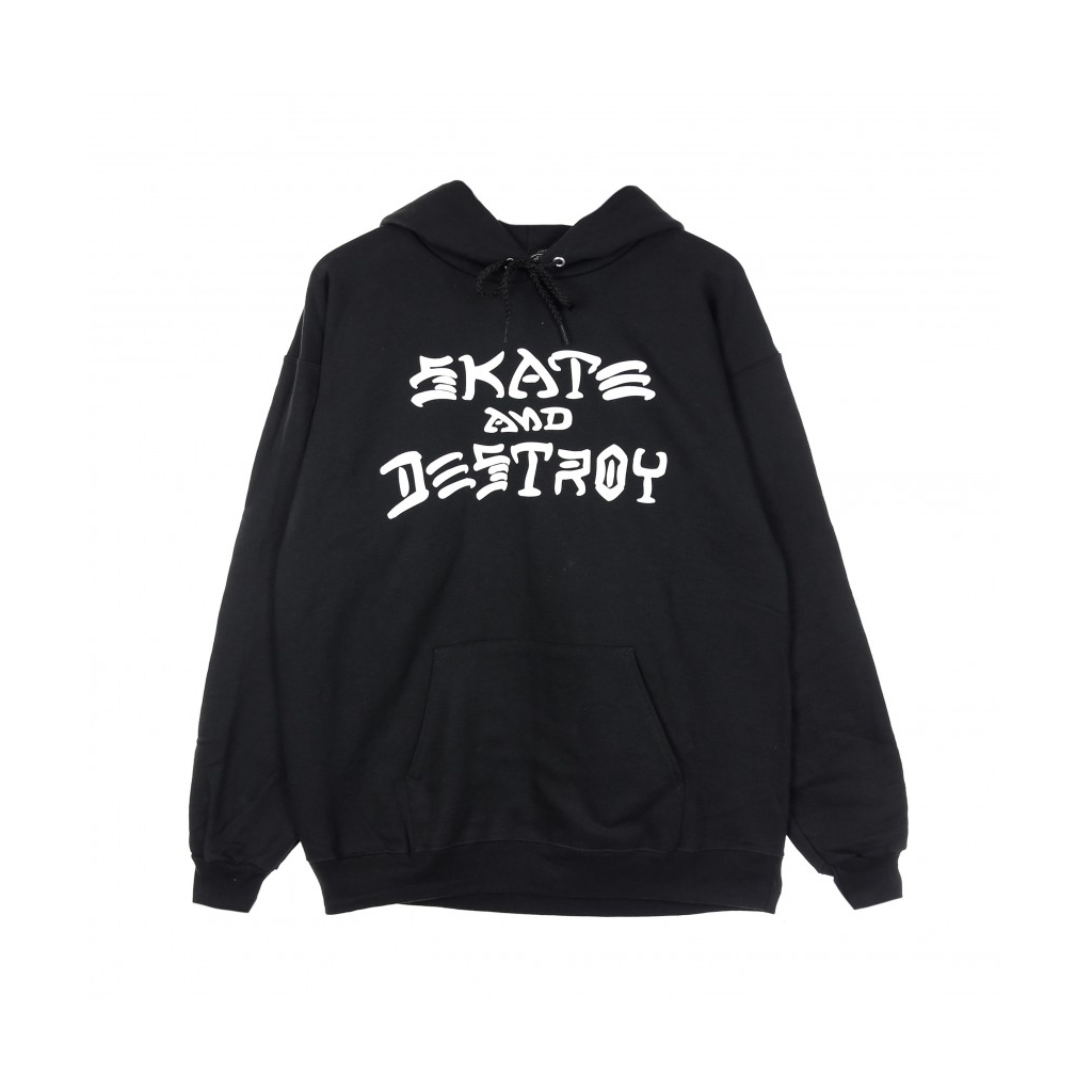 FELPA CAPPUCCIO SKATE  DESTROY BLACK/WHITE