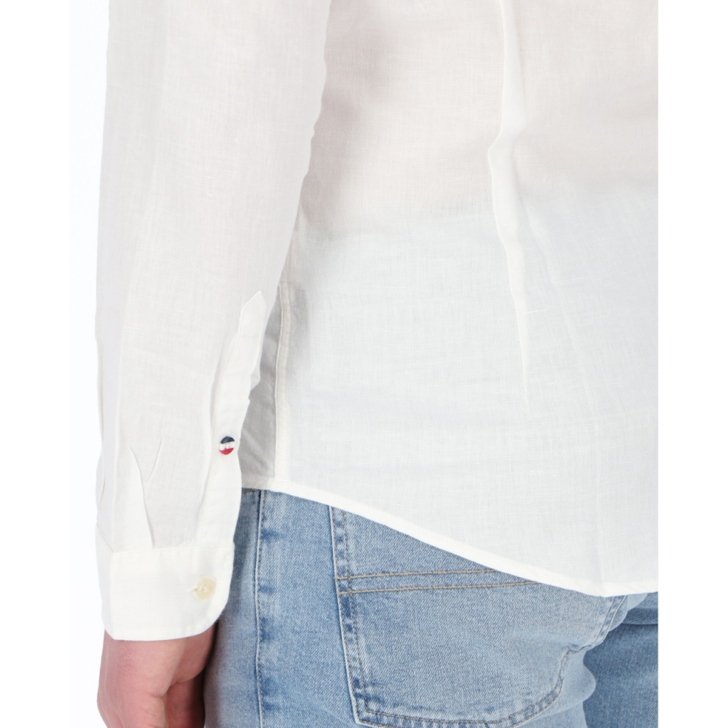 Camicia Tommy Hilfiger Jeans Uomo Mao Lino Blend YBR WHITE