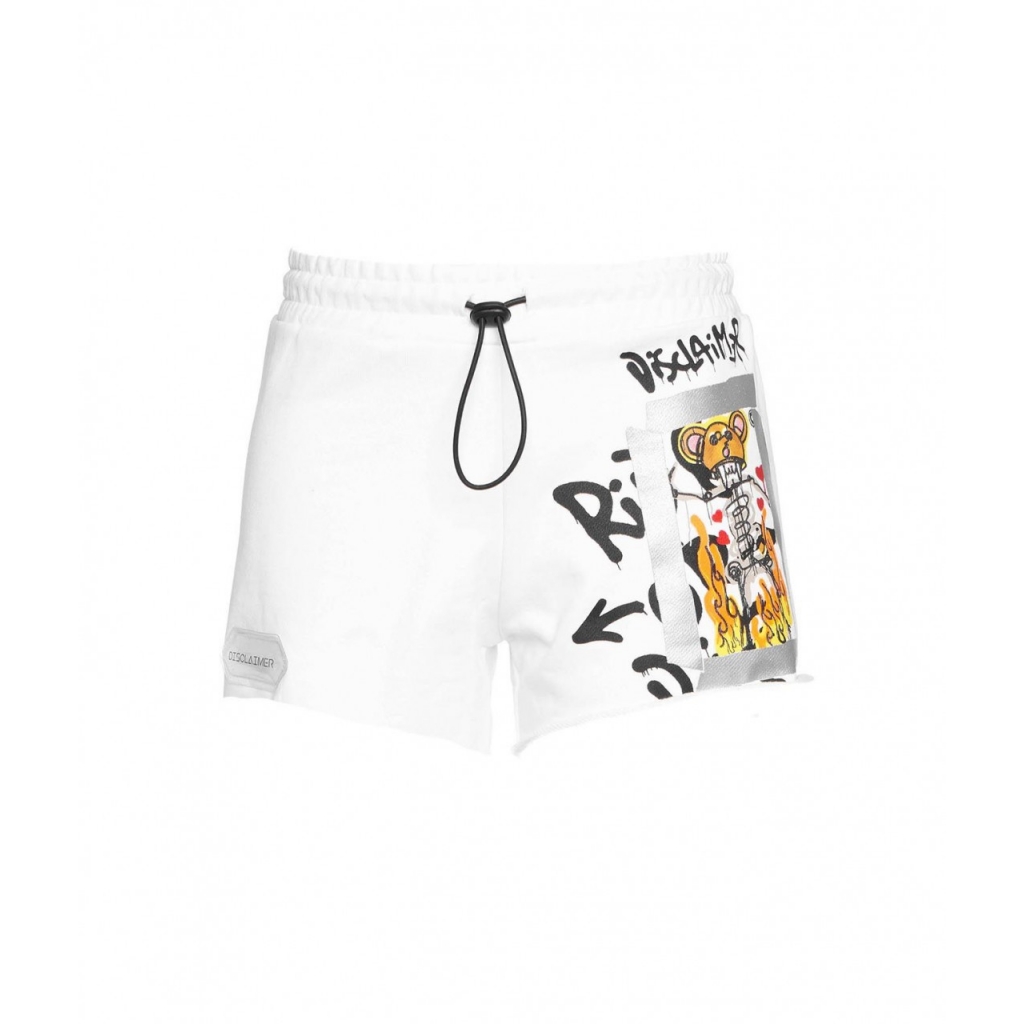 Shorts with logo print bianco