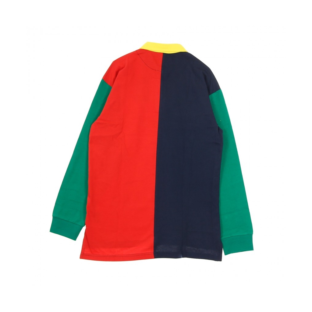 POLO MANICA LUNGA RETRO BLOCK RUGBY SHIRT RED/NAVY/GREEN
