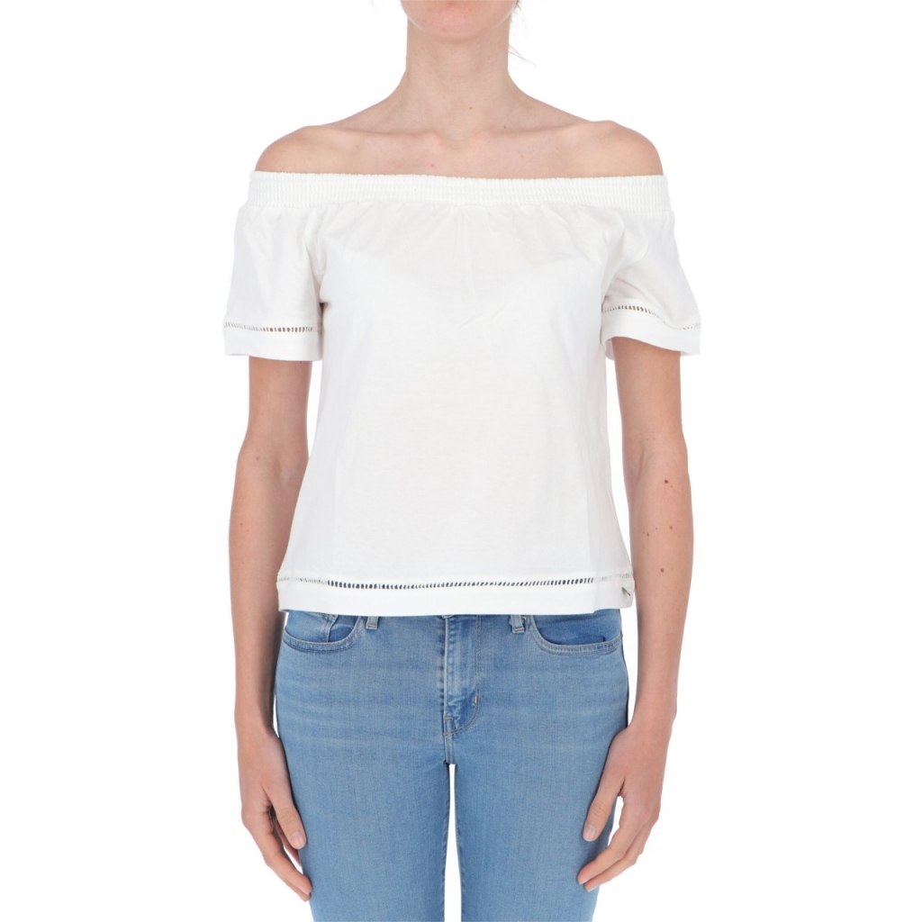 T-shirt Surkana Donna Scollo Bardot 01 WHITE