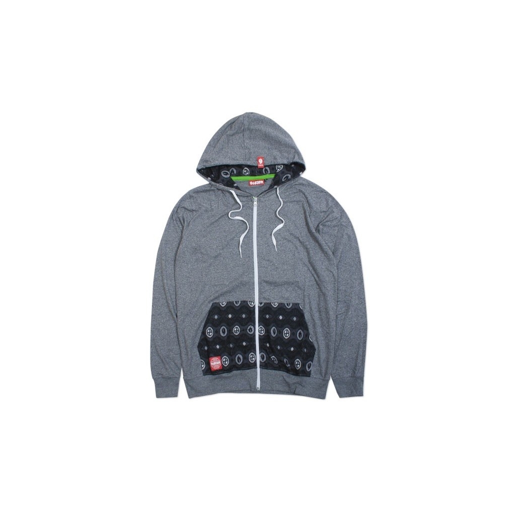 FELPA CAPPUCCIO LOBSTER SWEATSHIRT HOODIE ZIP TRIP ZIP MELANGE Black/Grey unico