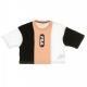 MAGLIETTA CORTA BASMA BLOCKED CROPPED TEE BLACK/BRIGHT WHITE/CORAL CLOUD