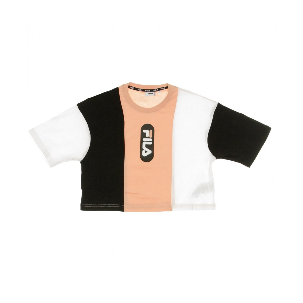 MAGLIETTA CORTA BASMA BLOCKED CROPPED TEE BLACK/BRIGHT WHITE/CORAL CLOUD