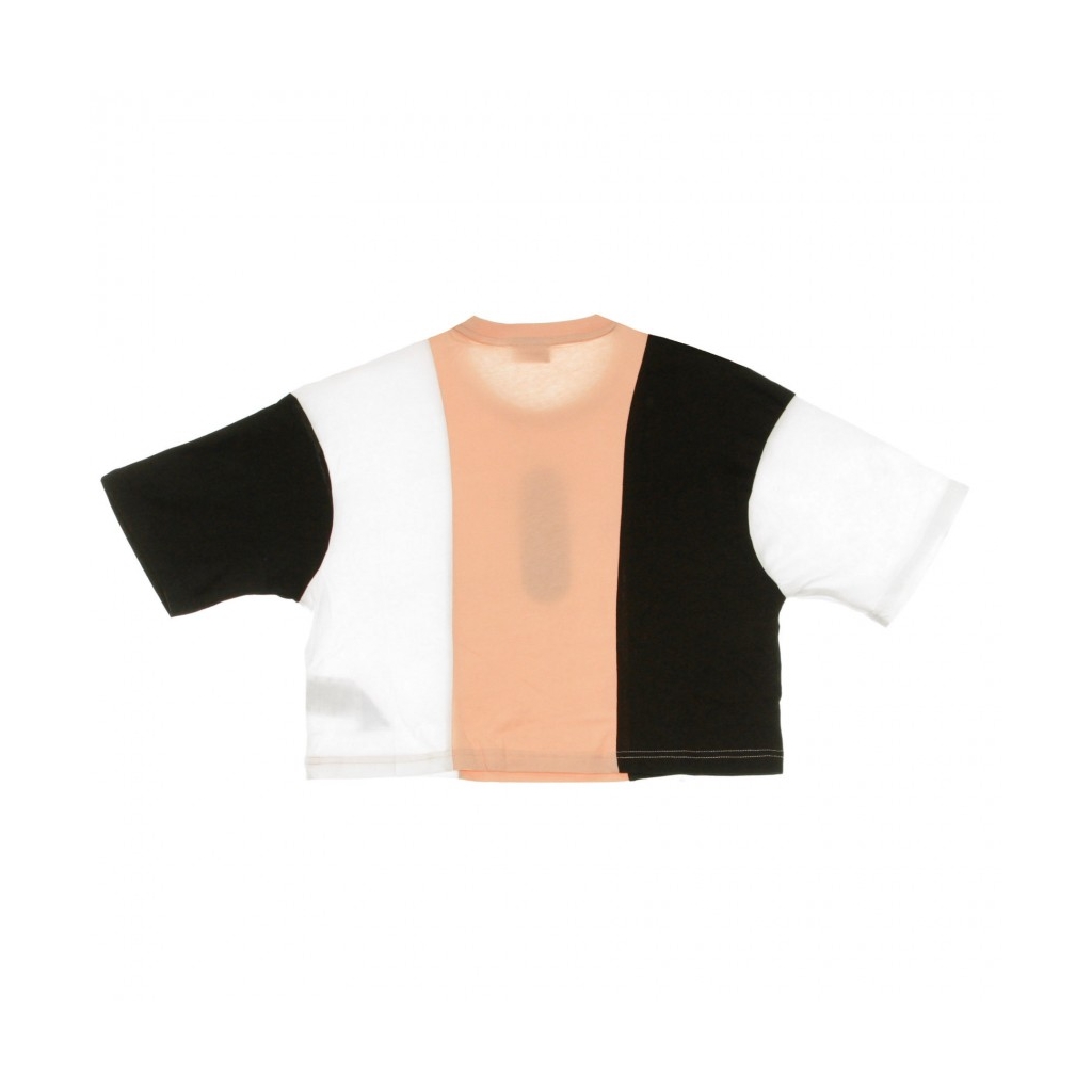 MAGLIETTA CORTA BASMA BLOCKED CROPPED TEE BLACK/BRIGHT WHITE/CORAL CLOUD