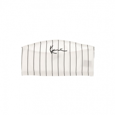 TOP SMALL SIGNATURE PINSTRIPE BANDEU TOP WHITE