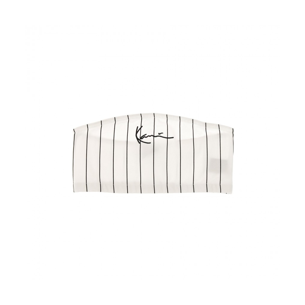 TOP SMALL SIGNATURE PINSTRIPE BANDEU TOP WHITE