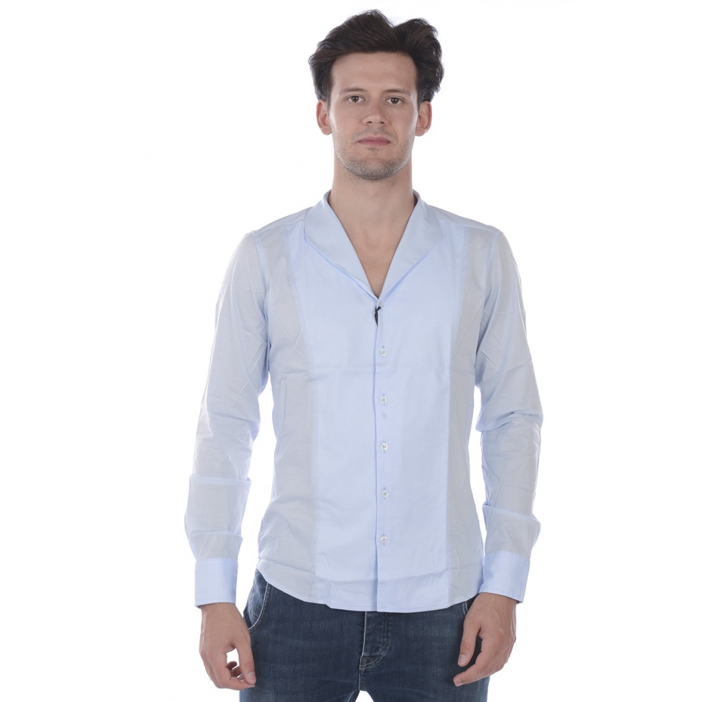 CAMICIA CAMICIA SMOKING CONTRASTO AZZURRO