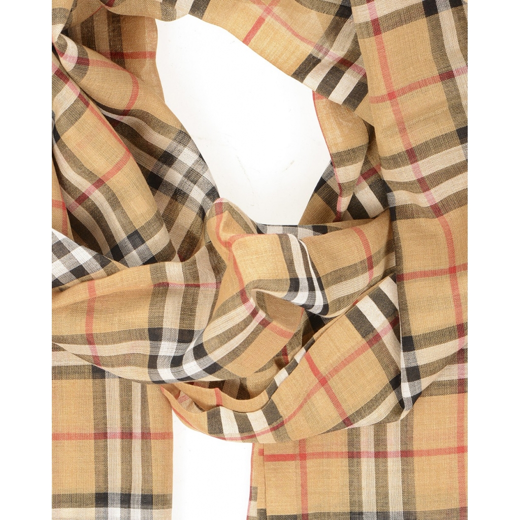 SCIARPA VINTAGE CHECK GAUZE BEIGE