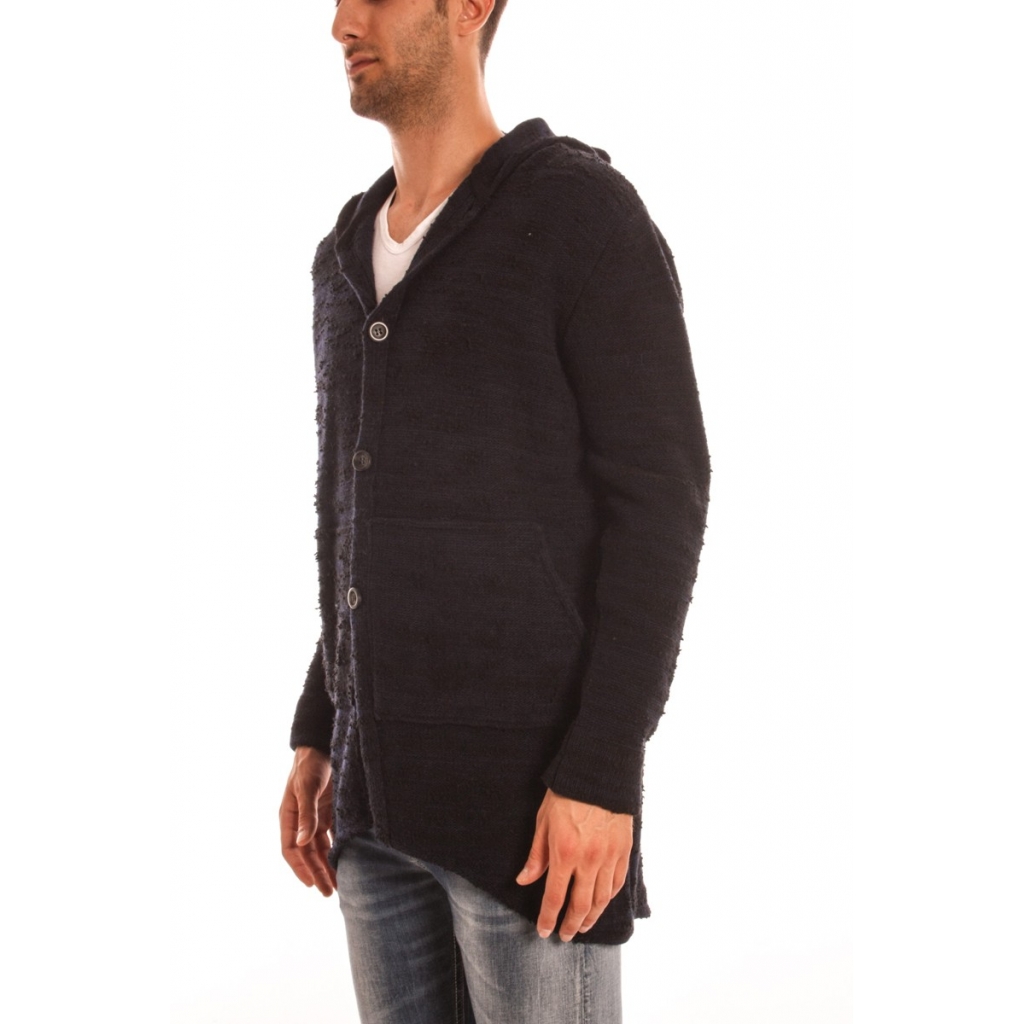 FELPA CAPPOTTO CAPPUCCIO BLU