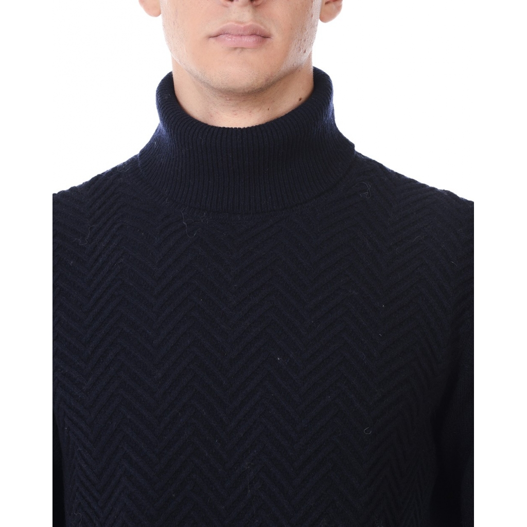 MAGLIONE MAGLIA LISCA DI PESCE SFUMATA BLU