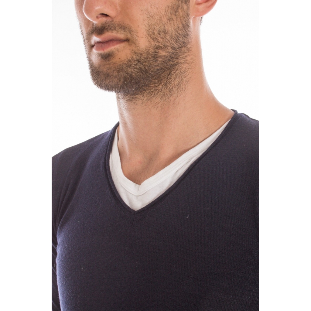 MAGLIA MAGLIA SCOLLO V BASICO BLU